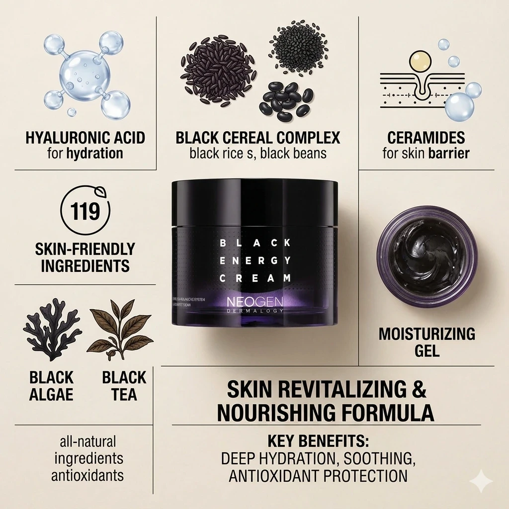 Neogen Dermalogy Black Energy Cream 80ml – Hydrating Anti-Aging Moisturizer